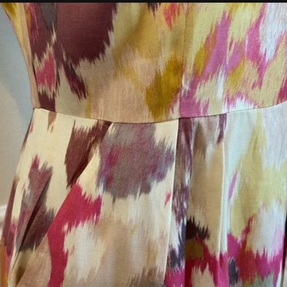 LOFT Flutter Sleeve Cream Pink Print Women's Dress Size 0 - Picture 10 of 14